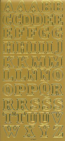 Konturensticker gold Spiegeleffekt, A bis Z Buchstaben gross Jumbo I